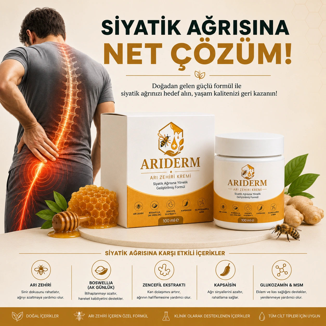Arıderm - Siyatik Ağrı Giderici Arı Zehri Kremi