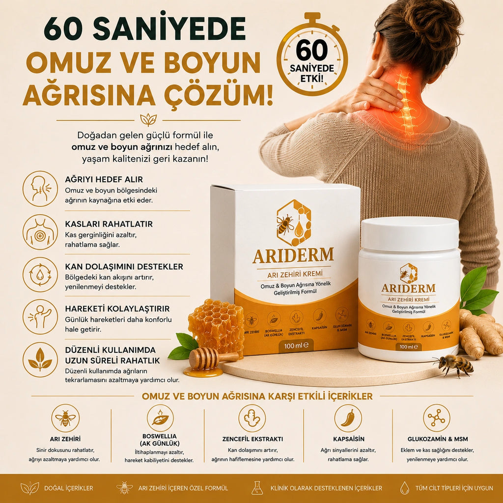 Arıderm Arı Zehri Kremi - Boyun ve Omuz ağrısına 60 saniyede çözüm!