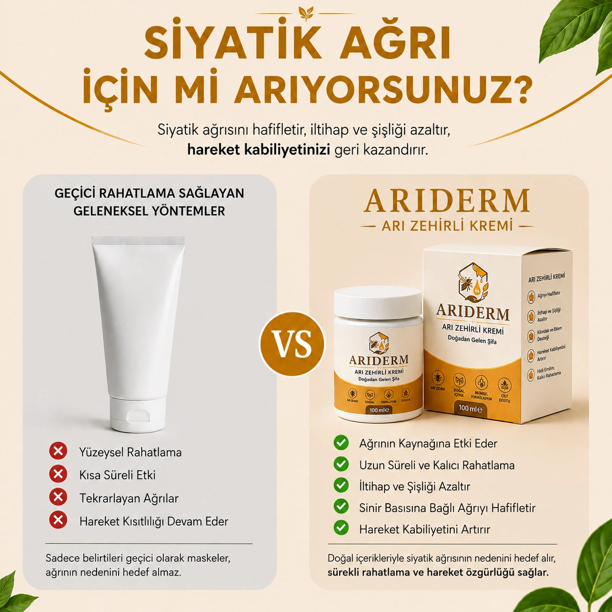 Arıderm - Siyatik Ağrı Giderici Arı Zehri Kremi