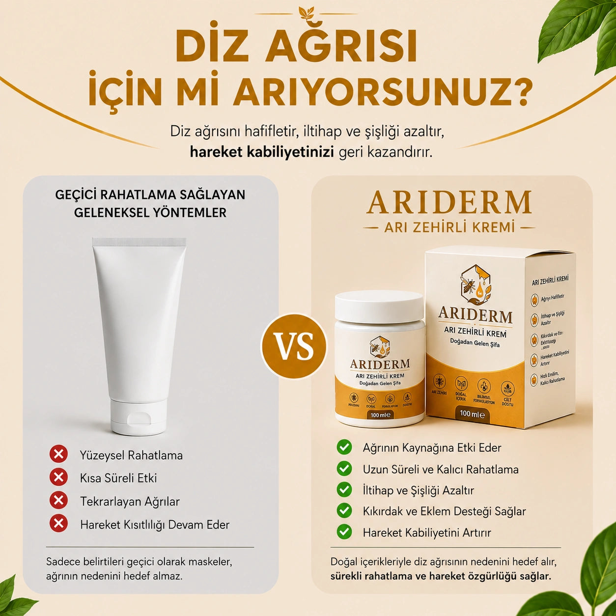 Arıderm - Diz Ağrısı Giderici Arı Zehri Kremi