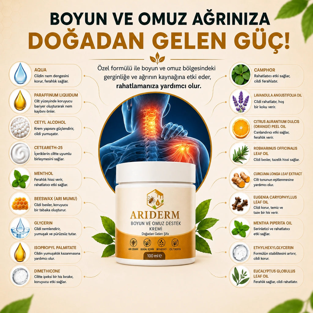 Arıderm Arı Zehri Kremi - Boyun ve Omuz ağrısına 60 saniyede çözüm!